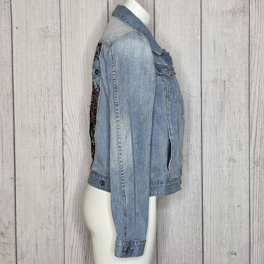 Lucky Brand Embroidered Denim Jacket Boho Festival Western, sz M - Picture 5 of 8